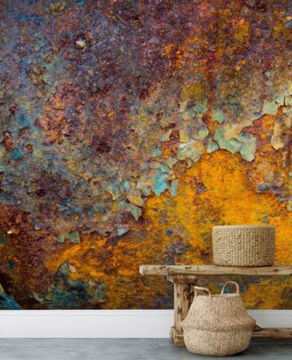 papier peint mural personnalisable en cuivre orange appelé Core of Corrosion pour les cuisines et les salons