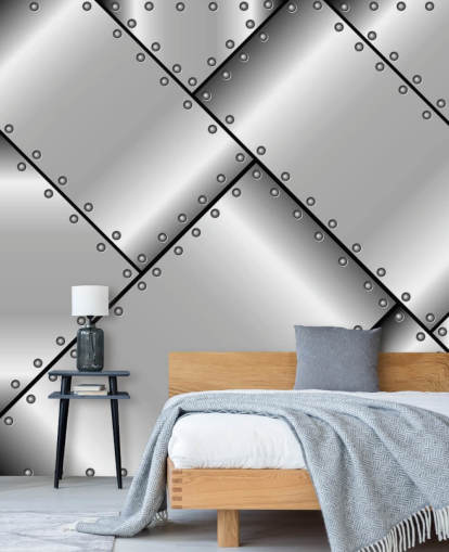 Studded Steel Metal Wallpaper Studded Steel Metal Wallpaper