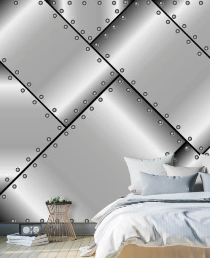 Studded Steel Metal Wallpaper