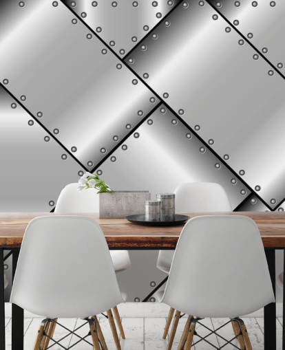 Studded Steel Metal Wallpaper