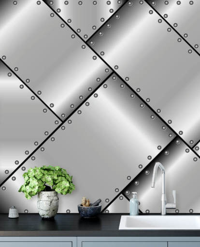 Studded Steel Metal Wallpaper