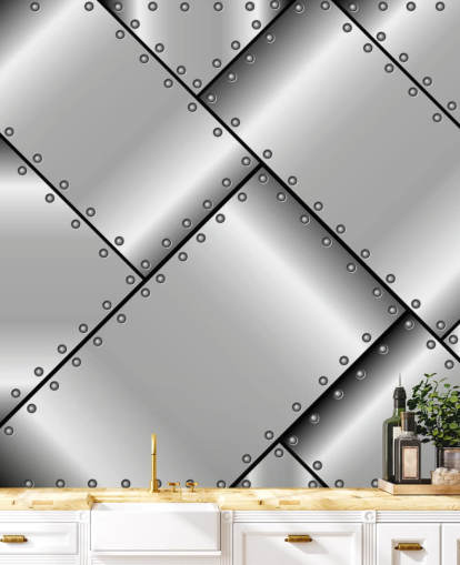 Stahl-Metalltapete mit Nieten Stahl-Metalltapete mit Nieten