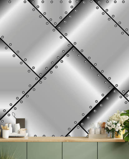 Studded Steel Metal Wallpaper