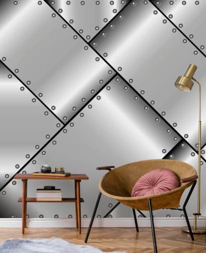 Studded Steel Metal Wallpaper