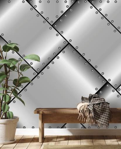 Studded Steel Metal Wallpaper
