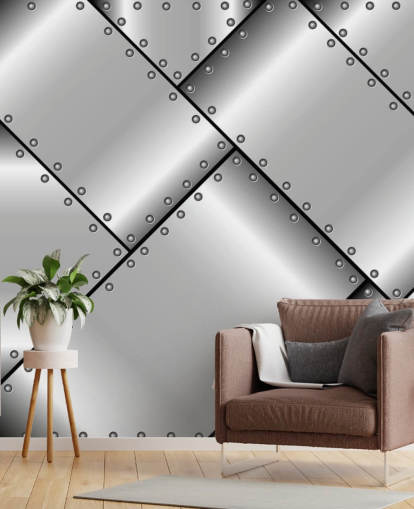 Studded Steel Metal Wallpaper