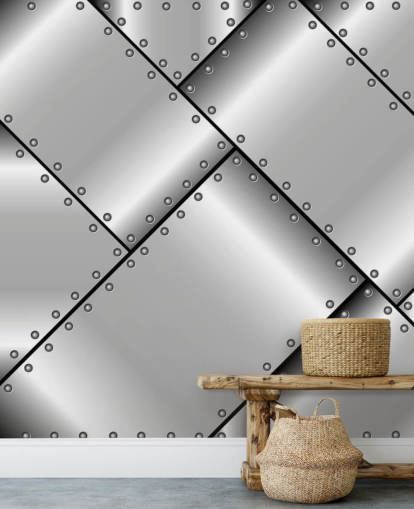 Stahl-Metalltapete mit Nieten Stahl-Metalltapete mit Nieten