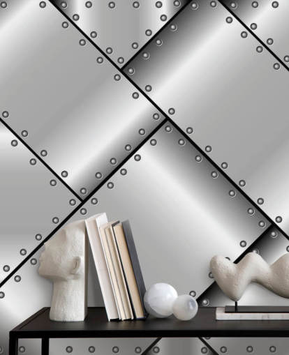 Studded Steel Metal Wallpaper Studded Steel Metal Wallpaper