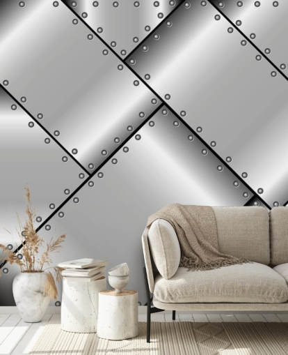 Papier peint métallique en acier clouté