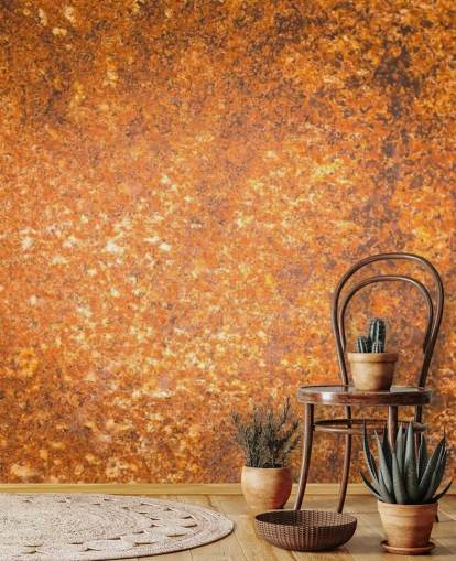 mural de papel pintado con textura superficial de cobre llamado Rust Surface para salas de estar y cocinas