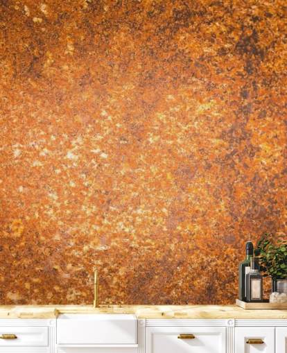 mural de papel pintado con textura superficial de cobre llamado Rust Surface para salas de estar y cocinas