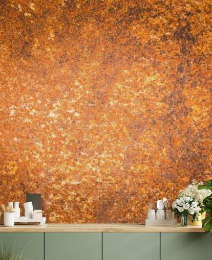mural de papel pintado con textura superficial de cobre llamado Rust Surface para salas de estar y cocinas