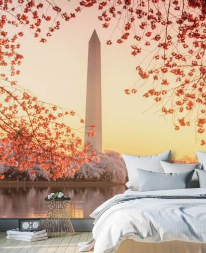 The Washington Monument and Cherry Blossom Mural