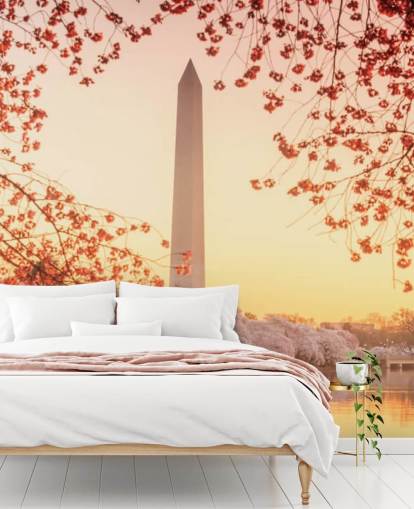 Decorazione murale con monumento a Washington e fiori di ciliegio Decorazione murale con monumento a Washington e fiori di ciliegio