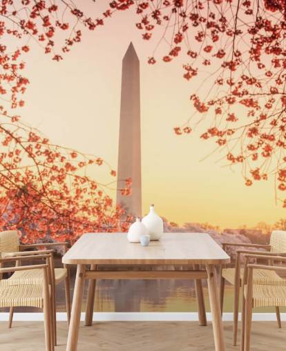 Mural Monumento a Washington y flor de cerezo