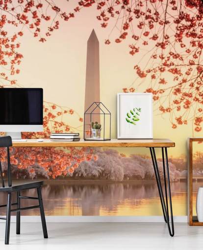 The Washington Monument and Cherry Blossom Mural The Washington Monument and Cherry Blossom Mural