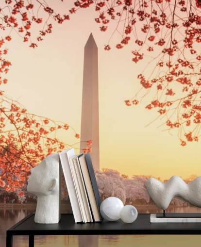 The Washington Monument and Cherry Blossom Mural