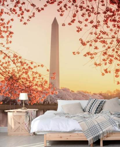 Mural Monumento a Washington y flor de cerezo Mural Monumento a Washington y flor de cerezo