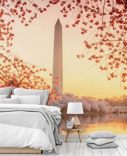 The Washington Monument and Cherry Blossom Mural