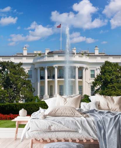 the white house with fountain outside wallpaper