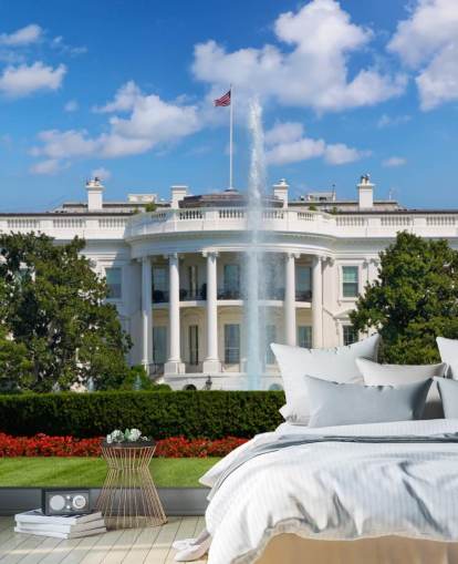 the white house with fountain outside wallpaper