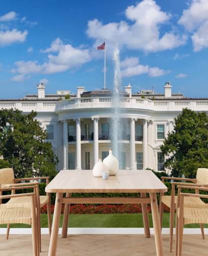 the white house with fountain outside wallpaper