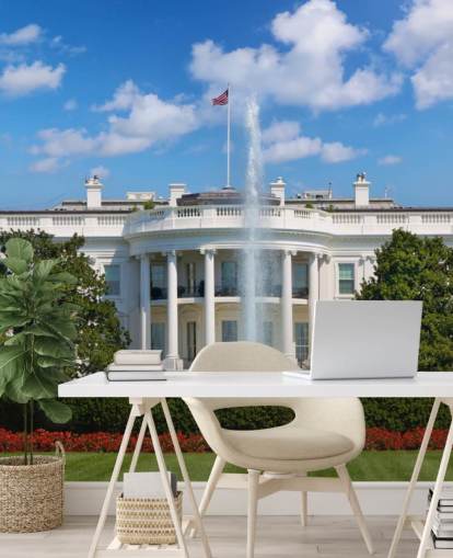 the white house with fountain outside wallpaper
