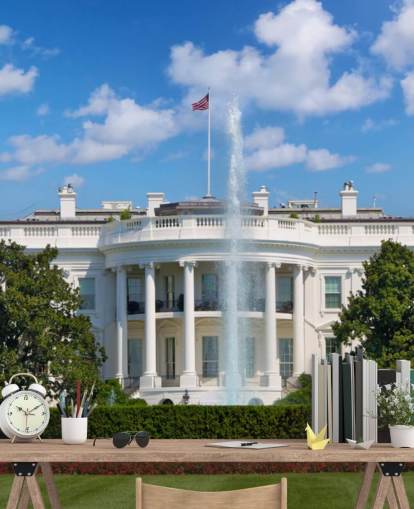 the white house with fountain outside wallpaper
