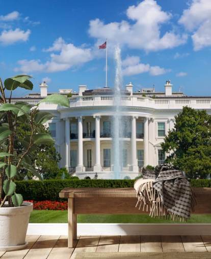 the white house with fountain outside wallpaper