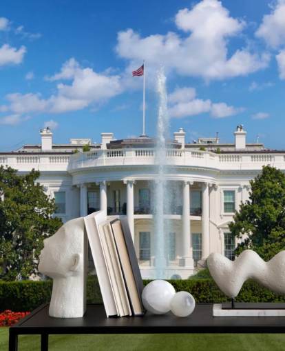 the white house with fountain outside wallpaper