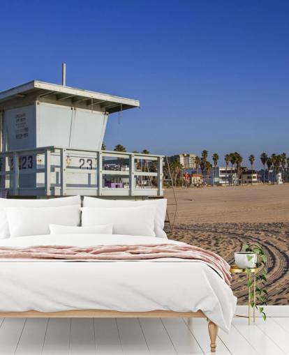 Beach White Lifeguard Hut Wall Mural