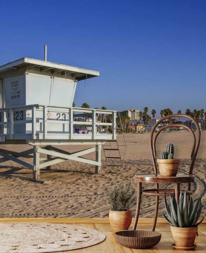 Beach White Lifeguard Hut Wall Mural