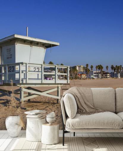Weiße Bademeisterhütte am Strand Fototapete Weiße Bademeisterhütte am Strand Fototapete