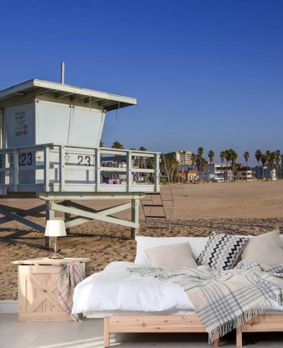 Beach White Lifeguard Hut Wall Mural