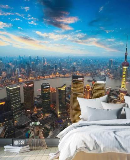 Shanghai bei Abenddämmerung Shanghai at Dusk Wallpaper 