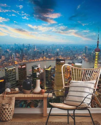 Shanghai vid skymning Shanghai at Dusk Wallpaper 
