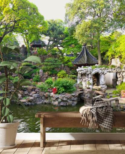 Mural de pared Jardín acuático de rocas japonesas