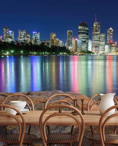 brisbane om natten reflekterer farger på vann tapet brisbane om natten reflekterer farger på vann tapet