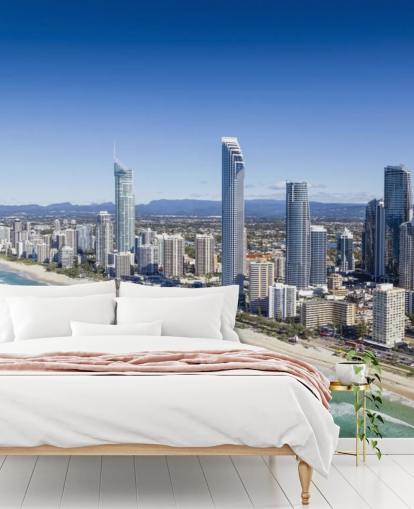 long stretch of beach next to city wallpaper long stretch of beach next to city wallpaper