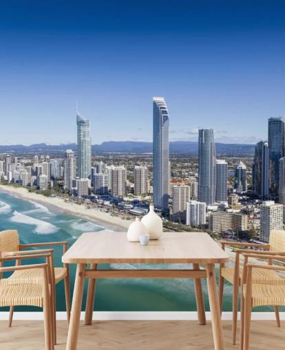 long stretch of beach next to city wallpaper long stretch of beach next to city wallpaper