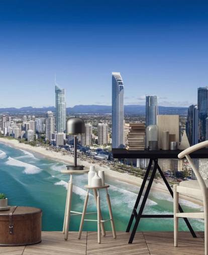 long stretch of beach next to city wallpaper long stretch of beach next to city wallpaper