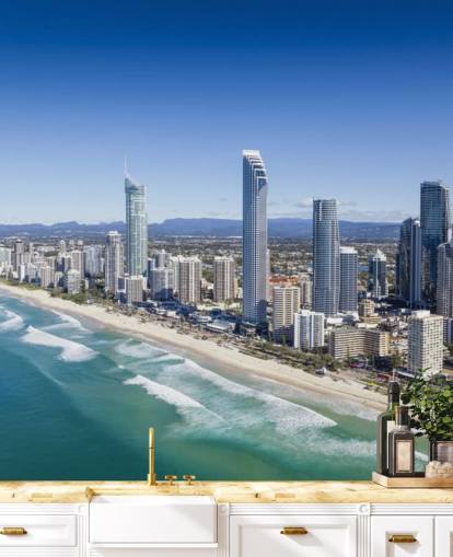 long stretch of beach next to city wallpaper long stretch of beach next to city wallpaper