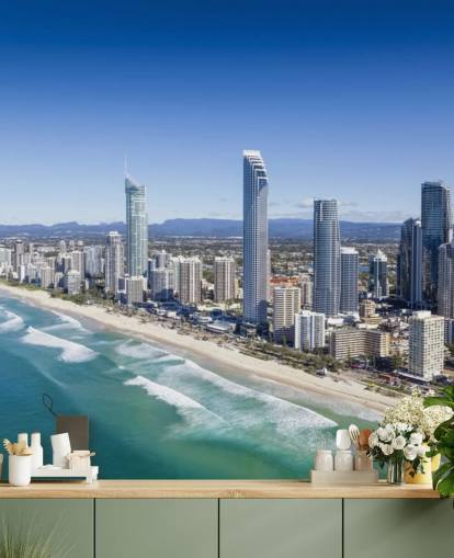 long stretch of beach next to city wallpaper long stretch of beach next to city wallpaper