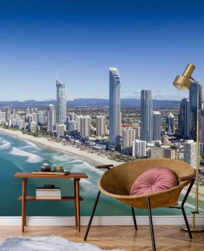 lungo tratto di spiaggia vicino alla carta da parati della città lungo tratto di spiaggia vicino alla carta da parati della città