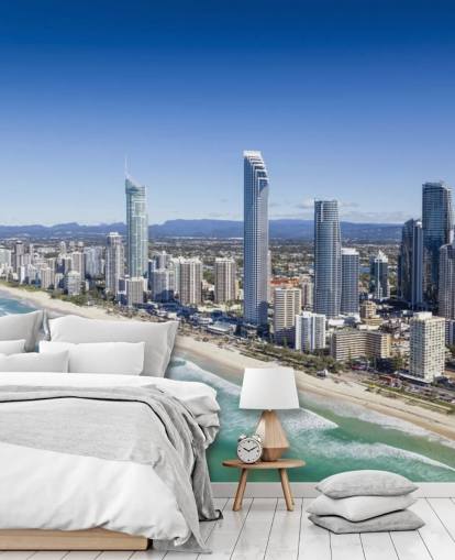 long stretch of beach next to city wallpaper long stretch of beach next to city wallpaper