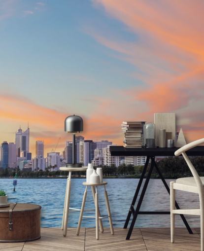 Skyline van Perth bij zonsondergang Skyline van Perth bij zonsondergang