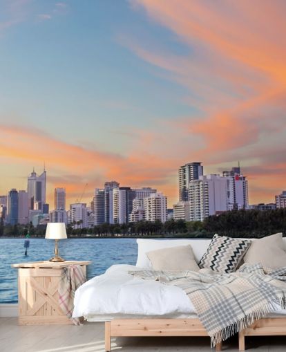 Skyline van Perth bij zonsondergang Skyline van Perth bij zonsondergang