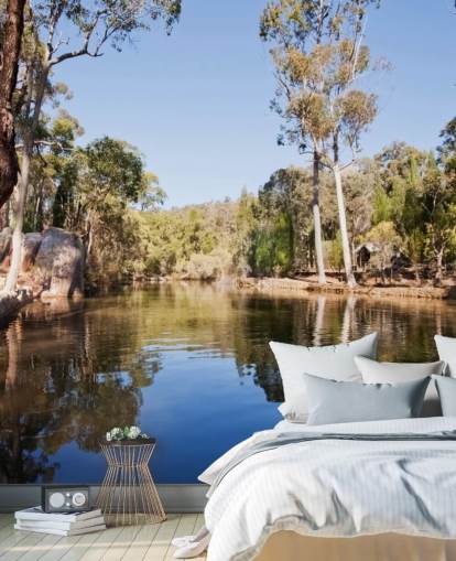 fondo de pantalla de lago y árboles en australia caliente