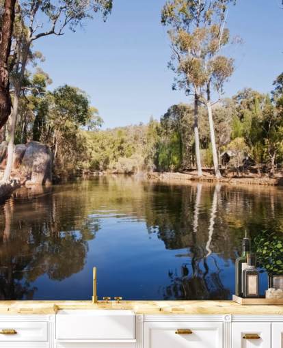 fondo de pantalla de lago y árboles en australia caliente