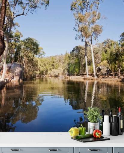 fondo de pantalla de lago y árboles en australia caliente